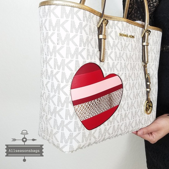 NWT Michael Kors Large Medium carryall hearts Tote - Picture 5 of 7